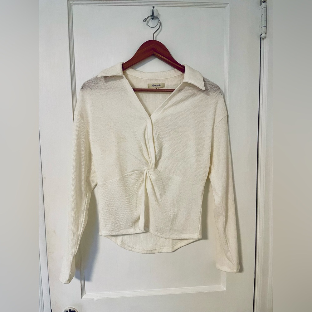 Madewell Twist-Front Long-Sleeve Top in lighthouse cream - Picture 4 of 4